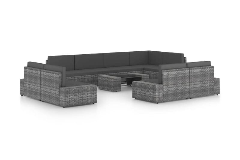 Loungegrupp Utomhus för trädgården 10 delar grå konstrotting - Grå - Trädgård & spabad - Utemiljö - Altan & terrass - Altanmöbler