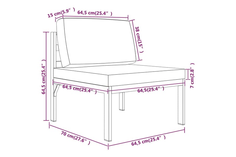 Loungegrupp för trädgården 3 delar med dynor aluminium antra - Antracit - Altanmöbler - Soffgrupp utomhus - Loungegrupp & Loungeset