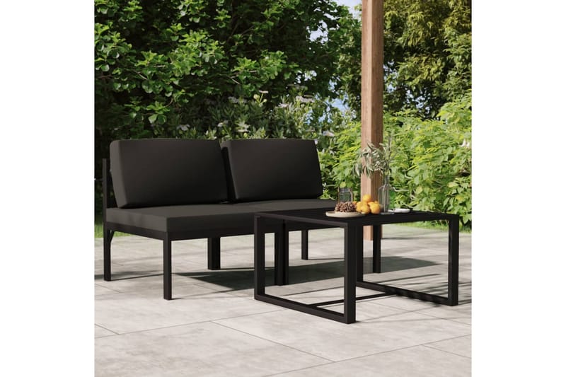 Loungegrupp Utomhus för trädgården 3 delar med dynor aluminium antra - Antracit - Trädgård & spabad - Utemiljö - Altan & terrass - Altanmöbler