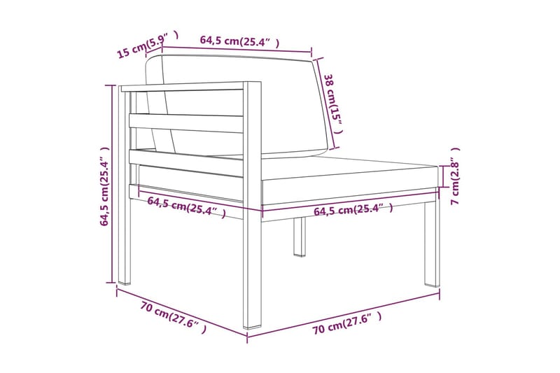 Loungegrupp för trädgården 3 delar med dynor aluminium antra - Antracit - Altanmöbler - Soffgrupp utomhus - Loungegrupp & Loungeset