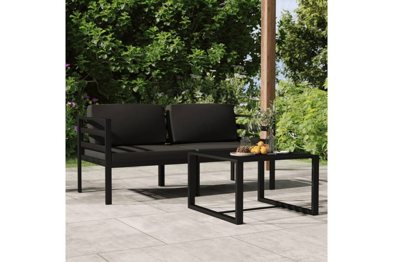 Loungegrupp Utomhus för trädgården 3 delar med dynor aluminium antra - Antracit - Trädgård & spabad - Utemiljö - Altan & terrass - Altanmöbler