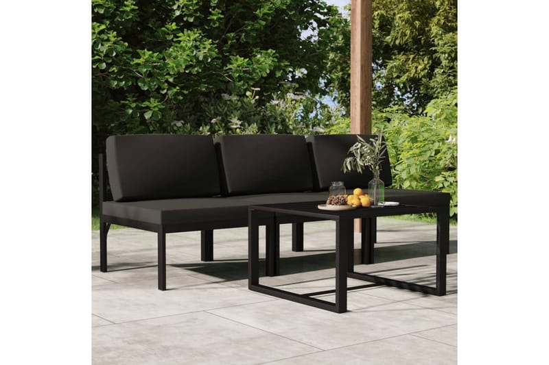 Loungegrupp Utomhus för trädgården 4 delar med dynor aluminium antra - Antracit - Trädgård & spabad - Utemiljö - Altan & terrass - Altanmöbler