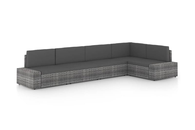 Loungegrupp Utomhus för trädgården 5 delar grå konstrotting - Grå - Trädgård & spabad - Utemiljö - Altan & terrass - Altanmöbler