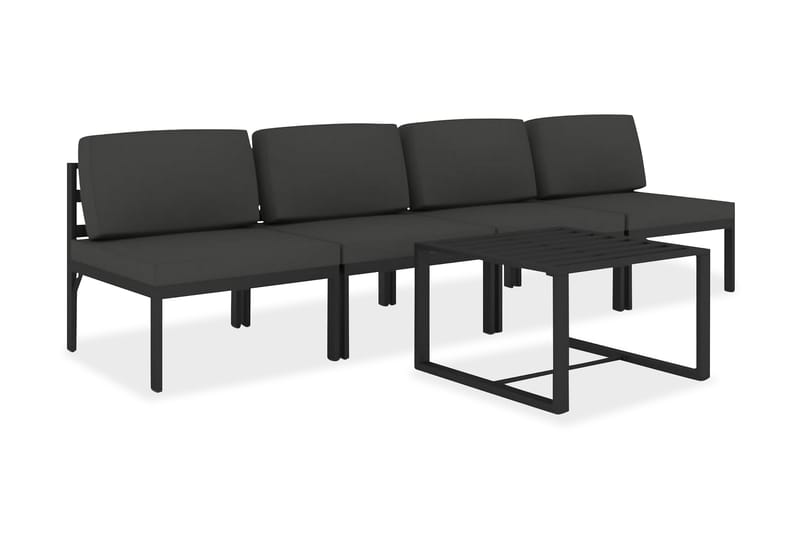 Loungegrupp för trädgården 5delar med dynor aluminium antrac - Antracit - Altanmöbler - Soffgrupp utomhus - Loungegrupp & Loungeset