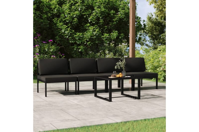 Loungegrupp Utomhus för trädgården 5delar med dynor aluminium antrac - Antracit - Trädgård & spabad - Utemiljö - Altan & terrass - Altanmöbler