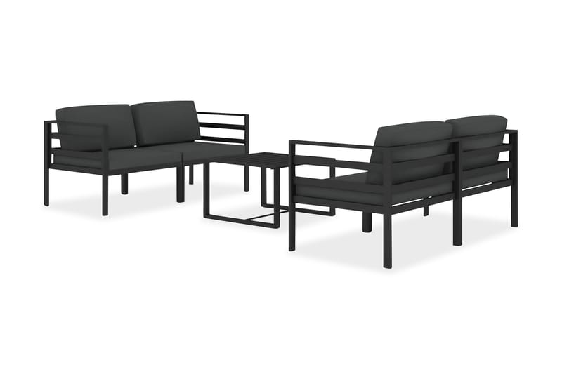 Loungegrupp för trädgården 5delar med dynor aluminium antrac - Antracit - Altanmöbler - Soffgrupp utomhus - Loungegrupp & Loungeset