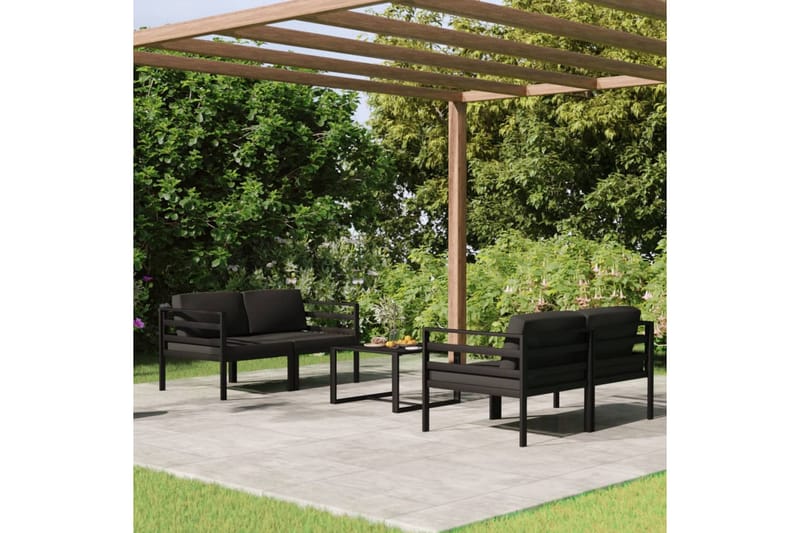 Loungegrupp Utomhus för trädgården 5delar med dynor aluminium antrac - Antracit - Trädgård & spabad - Utemiljö - Altan & terrass - Altanmöbler