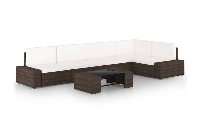 Loungegrupp Utomhus för trädgården 6 delar konstrotting brun - Brun - Trädgård & spabad - Utemiljö - Altan & terrass - Altanmöbler