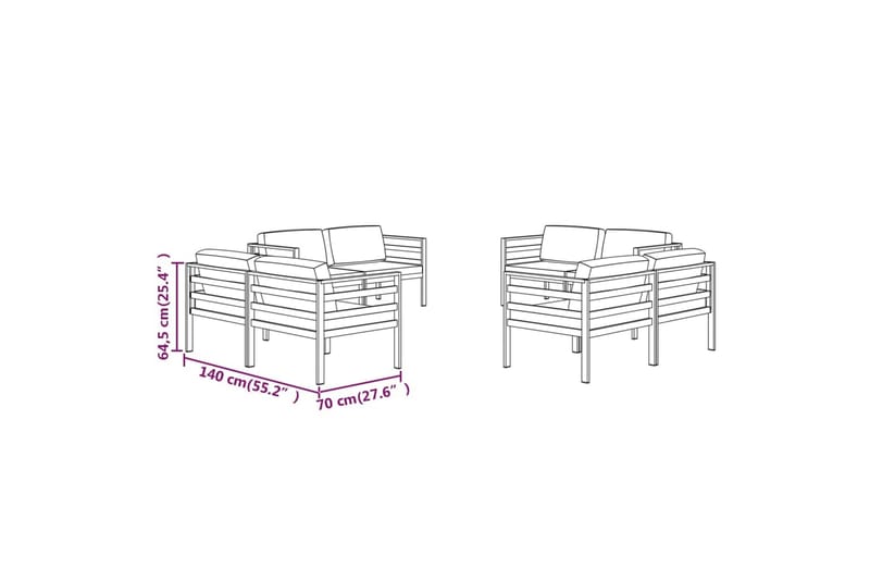 Loungegrupp för trädgården 8 delar med dynor aluminium antra - Antracit - Altanmöbler - Soffgrupp utomhus - Loungegrupp & Loungeset