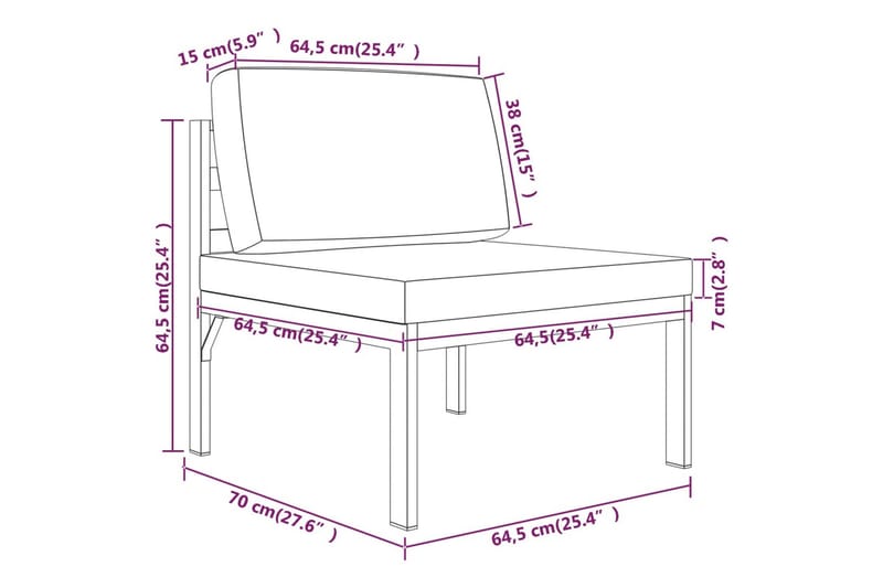 Loungegrupp för trädgården 8 delar med dynor aluminium antra - Antracit - Altanmöbler - Soffgrupp utomhus - Loungegrupp & Loungeset