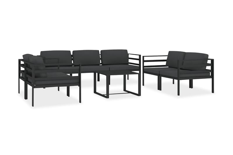 Loungegrupp för trädgården 8 delar med dynor aluminium antra - Antracit - Altanmöbler - Soffgrupp utomhus - Loungegrupp & Loungeset