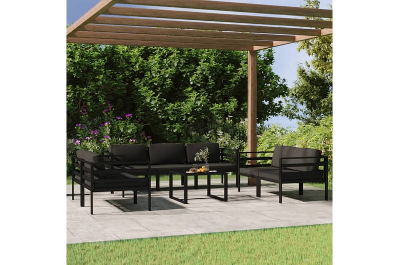 Loungegrupp Utomhus för trädgården 8 delar med dynor aluminium antra - Antracit - Trädgård & spabad - Utemiljö - Altan & terrass - Altanmöbler