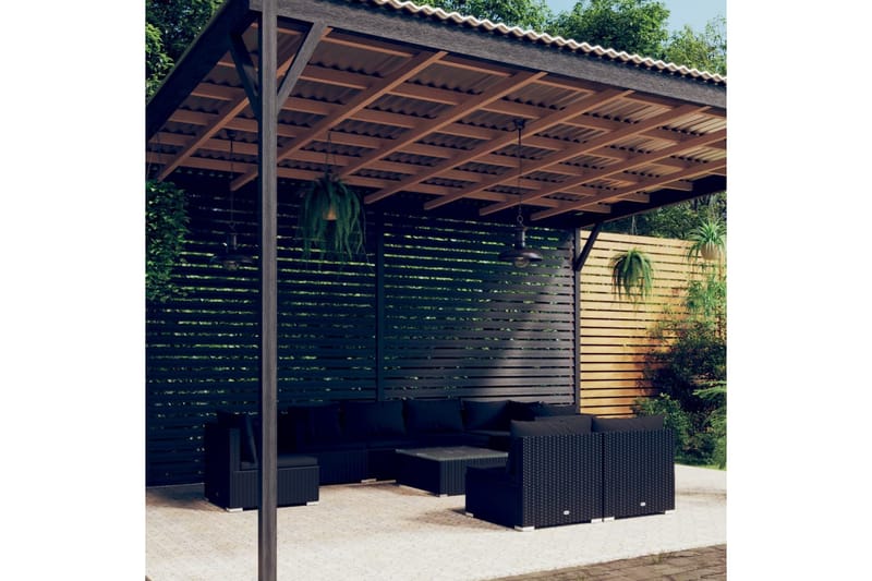 Loungegrupp för trädgården m. dynor 9 delar konstrotting sva - Svart - Altanmöbler - Soffgrupp utomhus - Loungegrupp & Loungeset