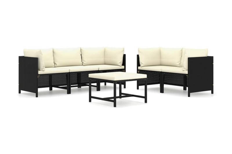 Loungegrupp Utomhus för trädgården med dynor 6 delar konstrotting sv - Svart - Trädgård & spabad - Utemiljö - Altan & terrass - Altanmöbler