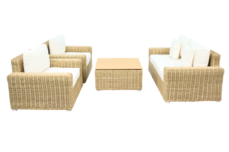 Loungegrupp i rotting | Soffa, fåtöljer & bord | Dynor ingår | Solena premium - Trädgård & spabad - Utemiljö - Altan & terrass - Altanmöbler