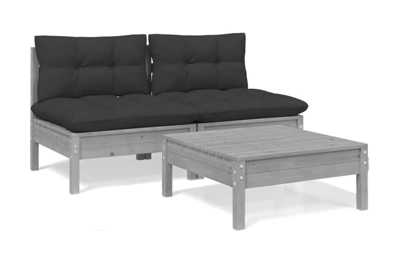Loungegrupp Utomhus med antracit dynor 5 delar massiv furu - Mörkgrå - Trädgård & spabad - Utemiljö - Altan & terrass - Altanmöbler
