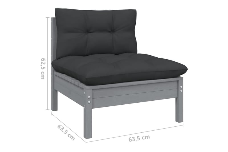 Loungegrupp Utomhus med antracit dynor 7 delar massiv furu - Mörkgrå - Trädgård & spabad - Utemiljö - Altan & terrass - Altanmöbler