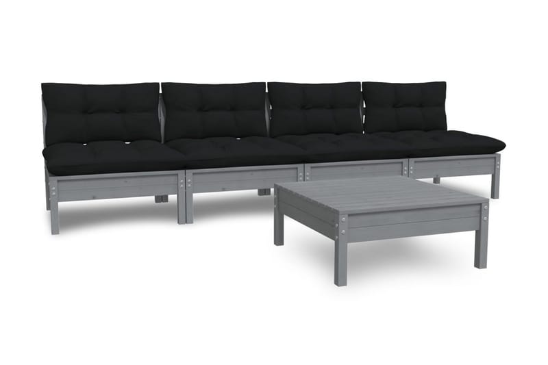 Loungegrupp Utomhus med antracit dynor 8 delar massiv furu - Mörkgrå - Trädgård & spabad - Utemiljö - Altan & terrass - Altanmöbler