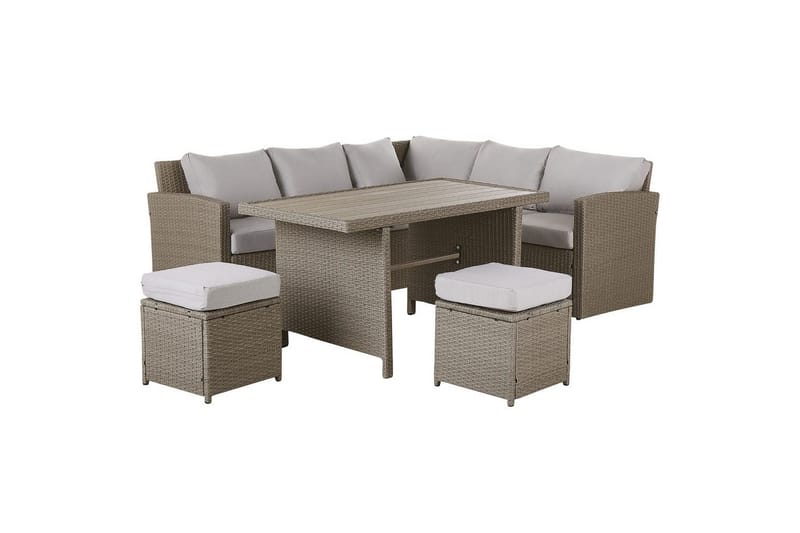Loungegrupp med bord Bardi Natur/grå/beige - Natur/grå/beige - Trädgård & spabad - Utemiljö - Altan & terrass - Altanmöbler