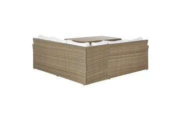 Loungegrupp med bord Bardi Vit/brun - Vit/brun - Utemöbler - Loungemöbler - Soffgrupp utomhus