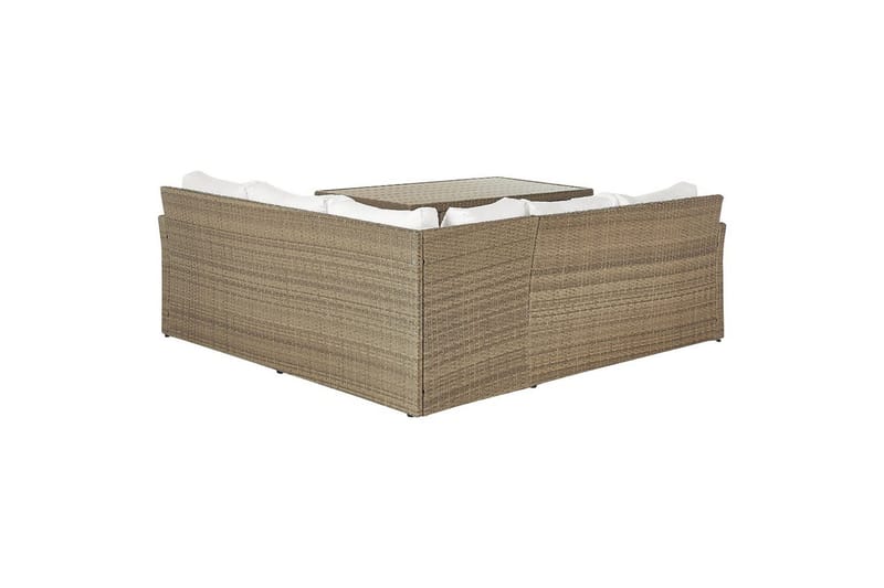 Loungegrupp med bord Bardi Vit/brun - Vit/brun - Trädgård & spabad - Utemiljö - Altan & terrass - Altanmöbler