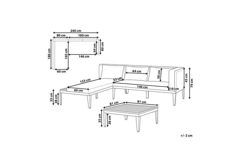 Loungegrupp med bord Bracciano 3-Sits - 3-Sits - Trädgård & spabad - Utemiljö - Altan & terrass - Altanmöbler