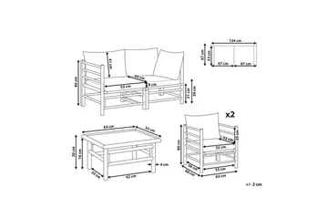 Loungegrupp med bord Cerreto Beige/ljust trä, 4-Sits - Beige/ljust trä, 4-Sits - Utemöbler - Loungemöbler - Soffgrupp utomhus
