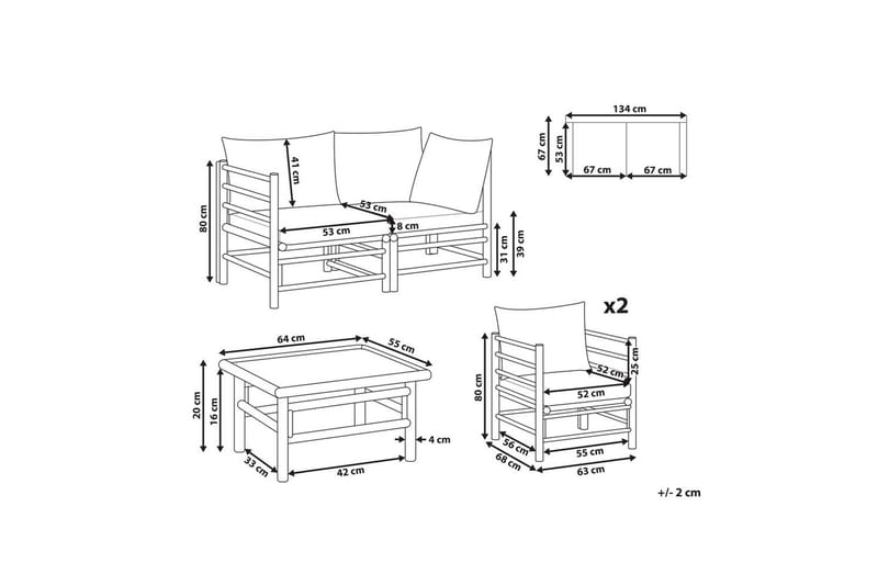 Loungegrupp med bord Cerreto Beige/ljust trä, 4-Sits - Beige/ljust trä, 4-Sits - Trädgård & spabad - Utemiljö - Altan & terrass - Altanmöbler