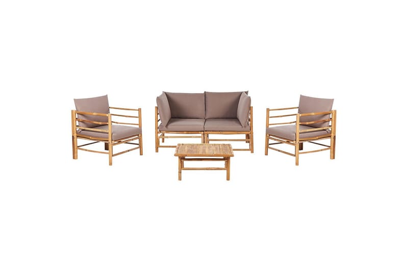 Loungegrupp med bord Cerreto Beige/ljust trä, 4-Sits - Beige/ljust trä, 4-Sits - Trädgård & spabad - Utemiljö - Altan & terrass - Altanmöbler