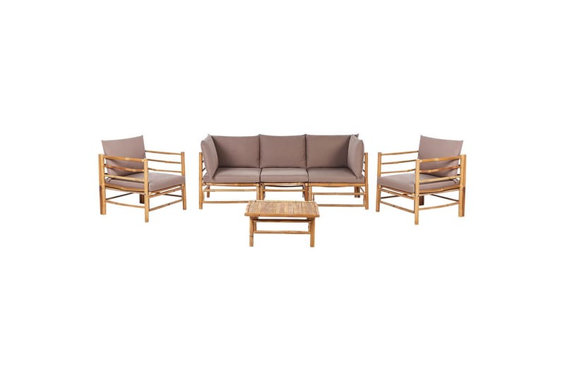 Loungegrupp med bord Cerreto Beige/ljust trä, 5-Sits - Beige/ljust trä, 5-Sits - Trädgård & spabad - Utemiljö - Altan & terrass - Altanmöbler