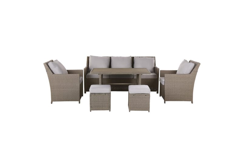 Loungegrupp med bord Fonti Natur/grå/beige - Natur/grå/beige - Trädgård & spabad - Utemiljö - Altan & terrass - Altanmöbler