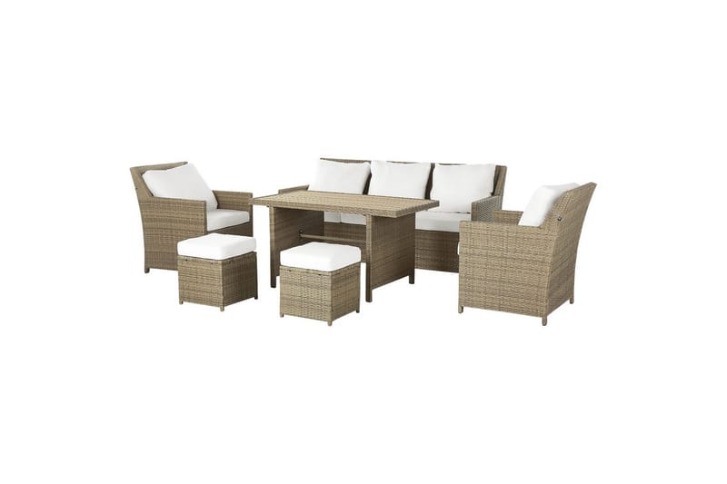 Loungegrupp med bord Fonti Vit/brun - Vit/brun - Trädgård & spabad - Utemiljö - Altan & terrass - Altanmöbler
