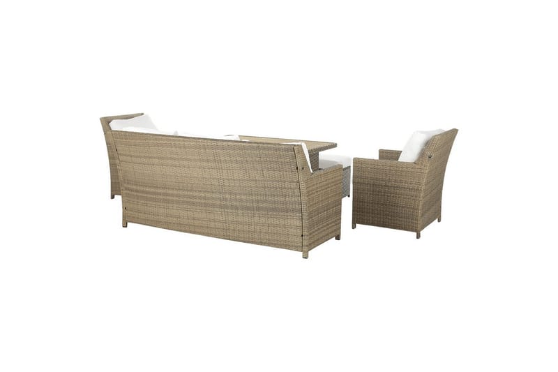 Loungegrupp med bord Fonti Vit/brun - Vit/brun - Trädgård & spabad - Utemiljö - Altan & terrass - Altanmöbler