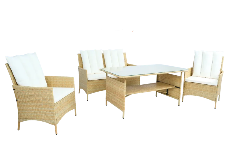Loungegrupp med bord i beige – 2 stolar & 2-sitssoffa | Gillinge, undefined