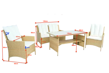 Loungegrupp med bord i beige – 2 stolar & 2-sitssoffa | Gillinge - Utemöbler - Loungemöbler - Soffgrupp utomhus