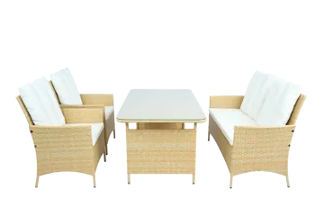 Loungegrupp med bord i beige – 2 stolar & 2-sitssoffa | Gillinge - Utemöbler - Loungemöbler - Soffgrupp utomhus
