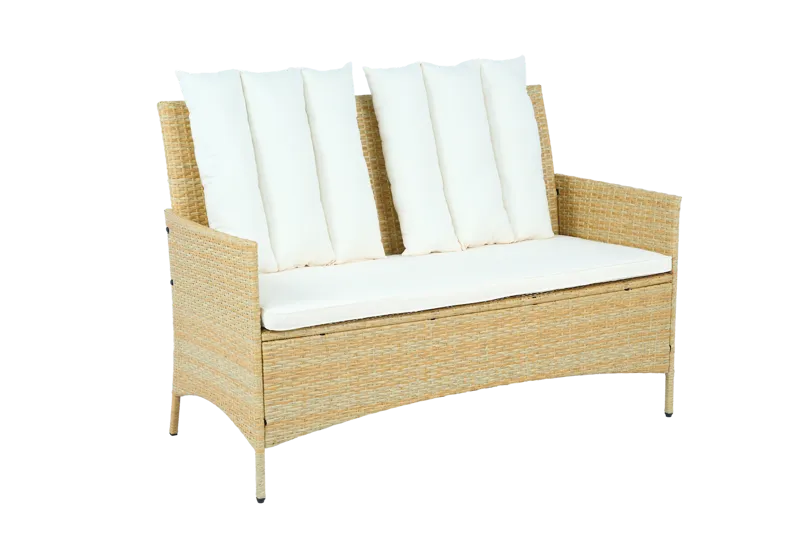 Loungegrupp med bord i beige – 2 stolar & 2-sitssoffa | Gillinge - Trädgård & spabad - Utemiljö - Altan & terrass - Altanmöbler