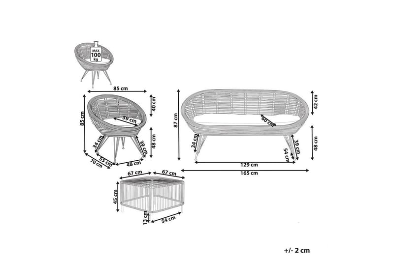 Loungegrupp med bord Maratea/Cesenatico 3-Sits - 3-Sits - Trädgård & spabad - Utemiljö - Altan & terrass - Altanmöbler