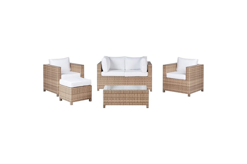 Loungegrupp med bord Milano Beige/vit - Beige/vit - Trädgård & spabad - Utemiljö - Altan & terrass - Altanmöbler