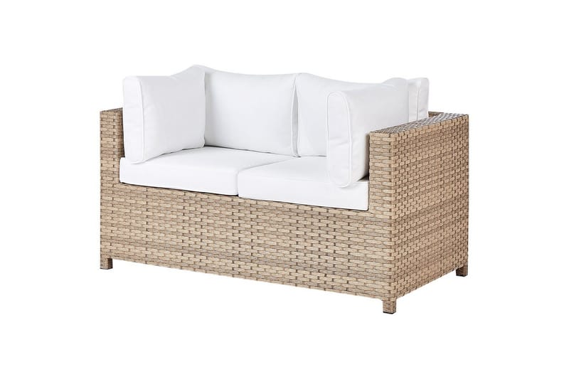 Loungegrupp med bord Milano Beige/vit - Beige/vit - Trädgård & spabad - Utemiljö - Altan & terrass - Altanmöbler
