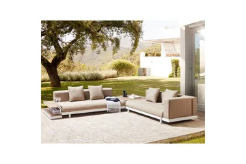 Loungegrupp med bord Missanello Beige/vit - Beige/vit - Utemöbler - Loungemöbler - Soffgrupp utomhus