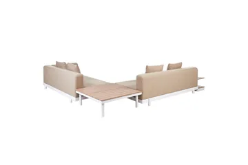 Loungegrupp med bord Missanello Beige/vit - Beige/vit - Utemöbler - Loungemöbler - Soffgrupp utomhus