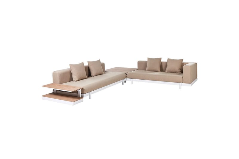 Loungegrupp med bord Missanello Beige/vit - Beige/vit - Trädgård & spabad - Utemiljö - Altan & terrass - Altanmöbler