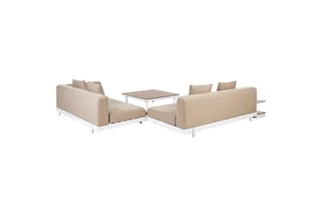 Loungegrupp med bord Missanello Beige/vit - Beige/vit - Utemöbler - Loungemöbler - Soffgrupp utomhus