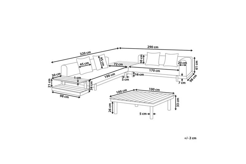 Loungegrupp med bord Missanello Beige/vit - Beige/vit - Trädgård & spabad - Utemiljö - Altan & terrass - Altanmöbler