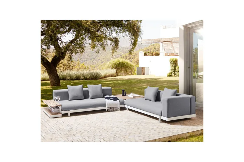 Loungegrupp med bord Missanello Grå/vit - Grå/vit - Trädgård & spabad - Utemiljö - Altan & terrass - Altanmöbler