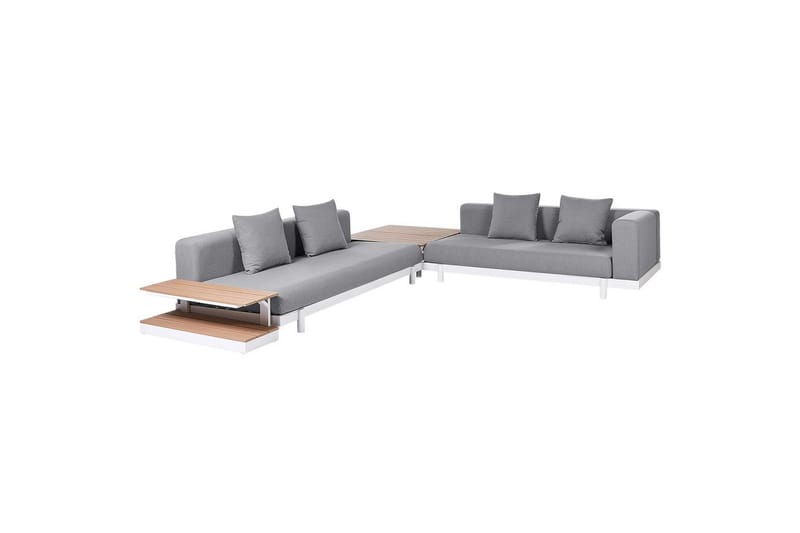 Loungegrupp med bord Missanello Grå/vit - Grå/vit - Trädgård & spabad - Utemiljö - Altan & terrass - Altanmöbler