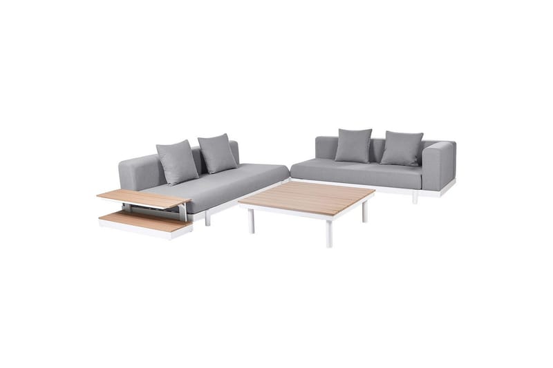 Loungegrupp med bord Missanello Grå/vit - Grå/vit - Trädgård & spabad - Utemiljö - Altan & terrass - Altanmöbler