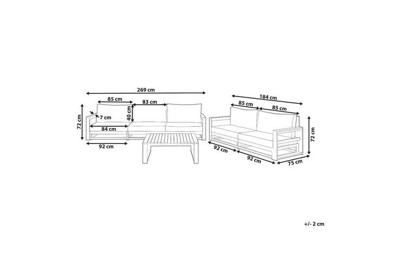 Loungegrupp med bord Timor Ljus trä/grått/beige, Ja - Ljus trä/grått/beige, Ja - Trädgård & spabad - Utemiljö - Altan & terrass - Altanmöbler