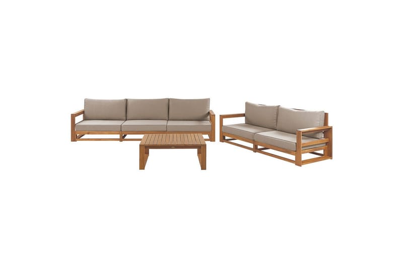 Loungegrupp med bord Timor Ljus trä/grått/beige, Ja - Ljus trä/grått/beige, Ja - Trädgård & spabad - Utemiljö - Altan & terrass - Altanmöbler